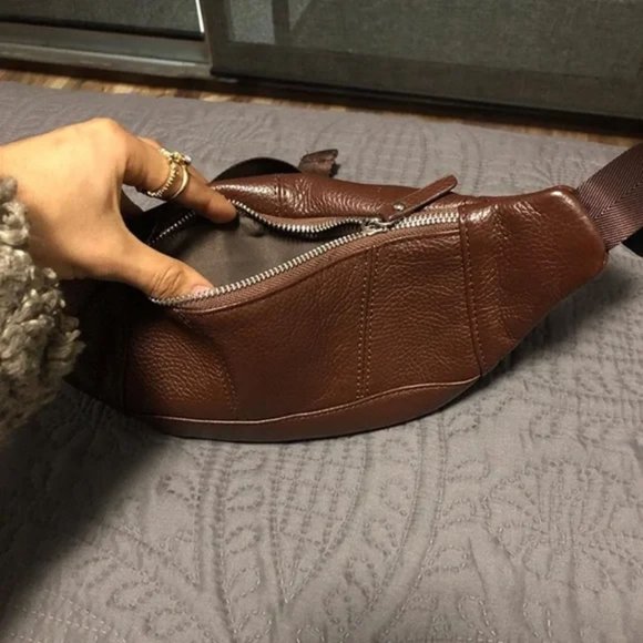 New Brown Leather Waist Fanny Pack Bag - Picture 6 of 7